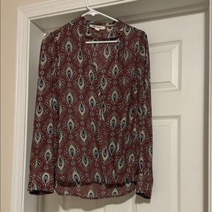 Alice Blue Burgundy and Cream Patterned Blouse